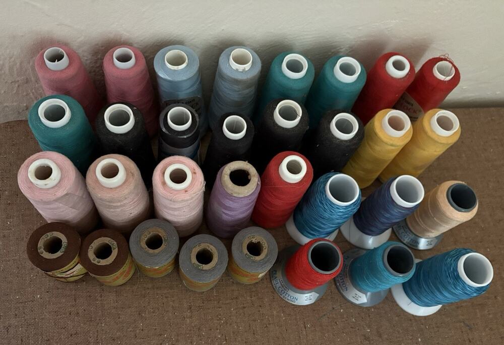 Sewing Thread Spools Lot of 32 Cotton & Polyester for Overlock Machines